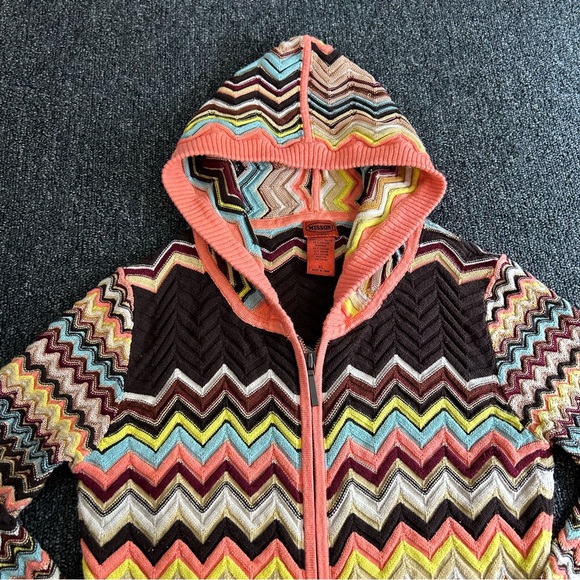 Missoni for Target Chevron Knit Tunic Zip Hooded Sweater Jacket Kids Size XL - Picture 2 of 9